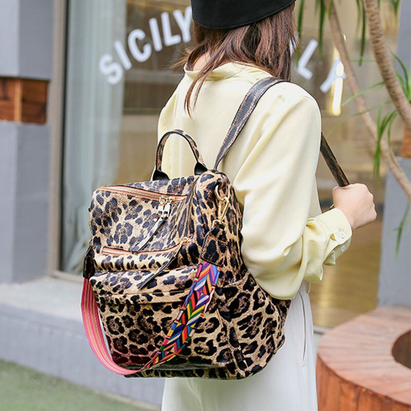 Frauen-kunstleder-leopard-und Blumen-muster-art-und Weisebeiläufiger Rucksack