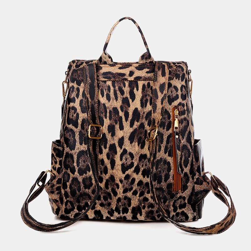 Frauen-kunstleder-leopard-und Blumen-muster-art-und Weisebeiläufiger Rucksack