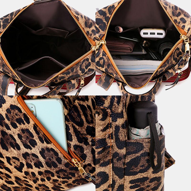 Frauen-kunstleder-leopard-und Blumen-muster-art-und Weisebeiläufiger Rucksack