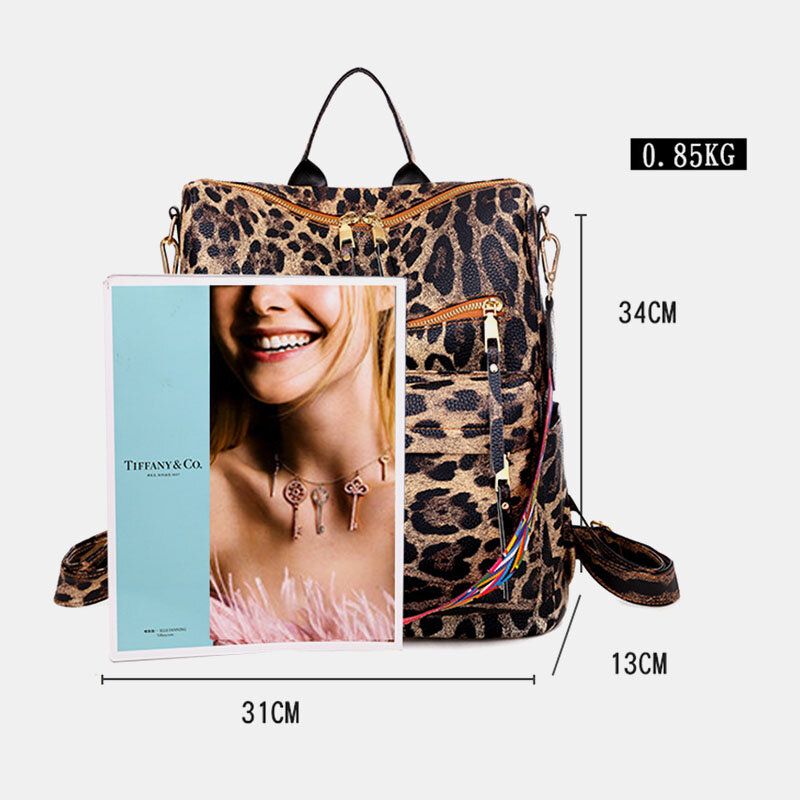 Frauen-kunstleder-leopard-und Blumen-muster-art-und Weisebeiläufiger Rucksack