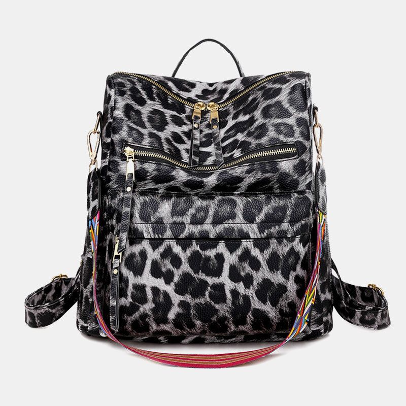 Frauen-kunstleder-leopard-und Blumen-muster-art-und Weisebeiläufiger Rucksack