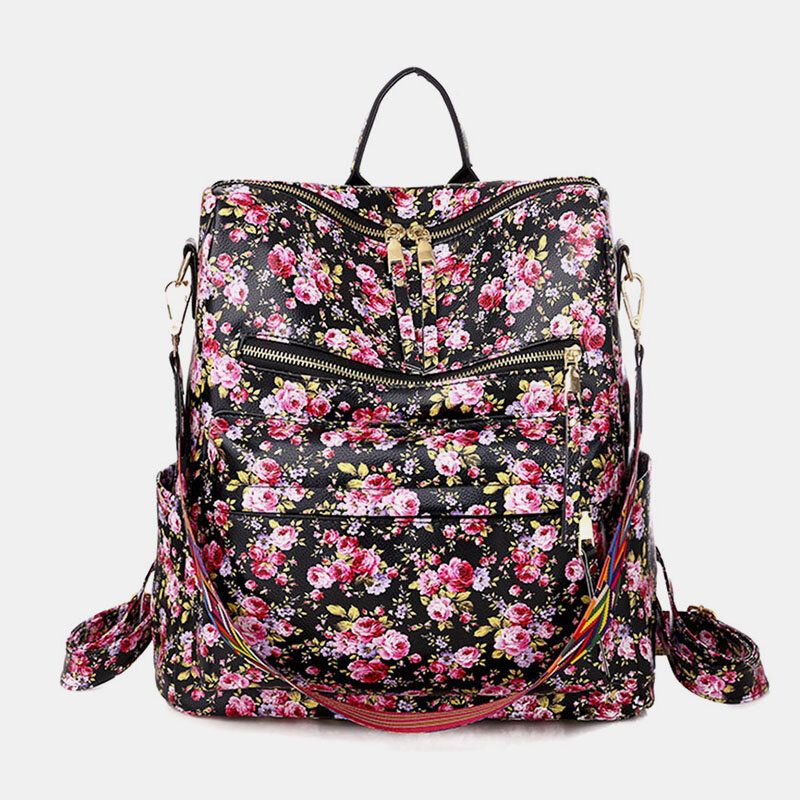 Frauen-kunstleder-leopard-und Blumen-muster-art-und Weisebeiläufiger Rucksack