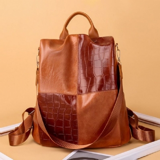 Frauen-kunstleder-weinlese-krokoprägungs-rucksack-umwandelbarer Riemen-große Kapazitäts-crossbody-tasche