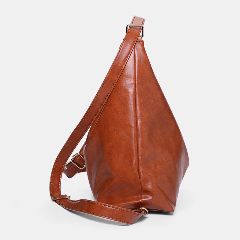 Frauen Oil Wax Leather Große Kapazität Rucksack Umhängetasche Umhängetasche Geldbörse Windeltasche Hobo Bag Hobo Bag