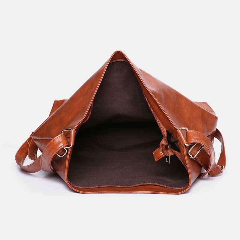 Frauen Oil Wax Leather Große Kapazität Rucksack Umhängetasche Umhängetasche Geldbörse Windeltasche Hobo Bag Hobo Bag