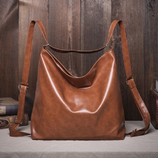 Frauen Oil Wax Leather Große Kapazität Rucksack Umhängetasche Umhängetasche Geldbörse Windeltasche Hobo Bag Hobo Bag