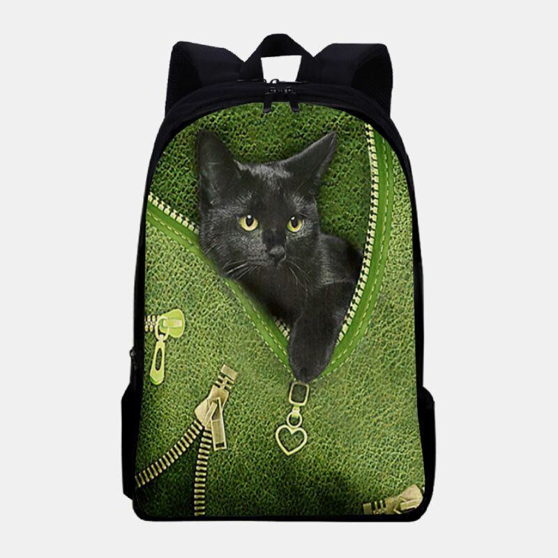 Frauen-oxford-patchwork-großraum-karikatur-katzen-reißverschluss-muster-druckrucksack