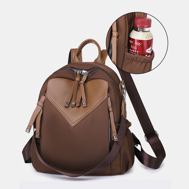 Frauen Pu-leder Color Blocking Große Kapazität Anti-diebstahl-rucksack Student Bag Reisetasche