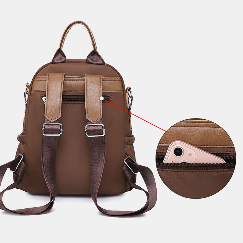 Frauen Pu-leder Color Blocking Große Kapazität Anti-diebstahl-rucksack Student Bag Reisetasche