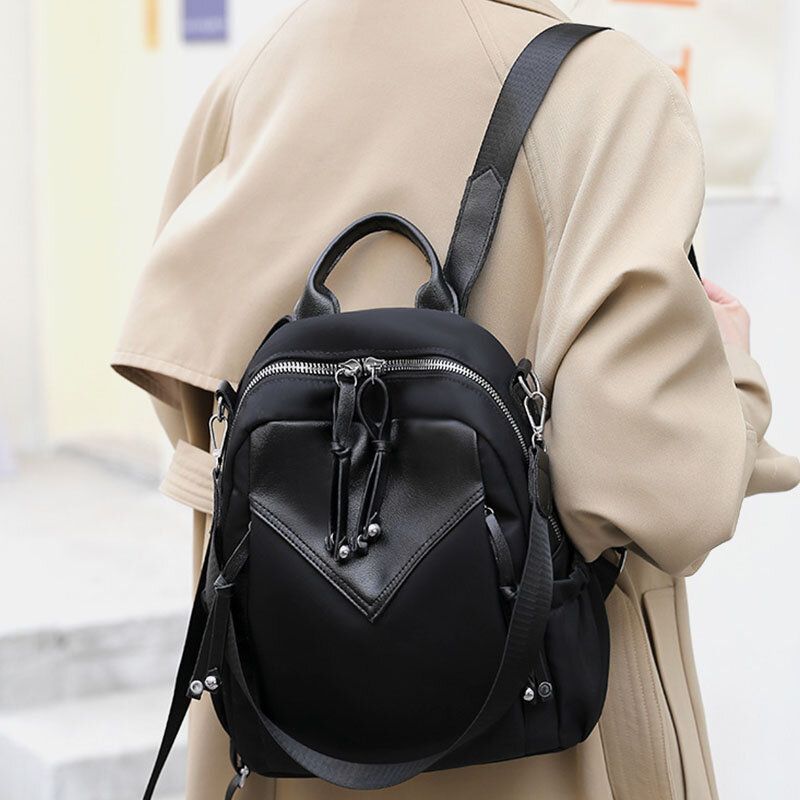 Frauen Pu-leder Color Blocking Große Kapazität Anti-diebstahl-rucksack Student Bag Reisetasche