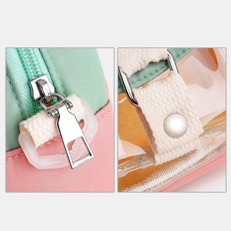 Frauen Transparenter Patchwork Wasserdichter Rucksack Schultasche