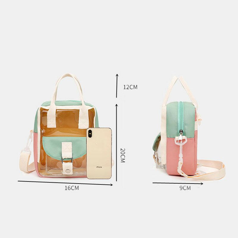 Frauen Transparenter Patchwork Wasserdichter Rucksack Schultasche