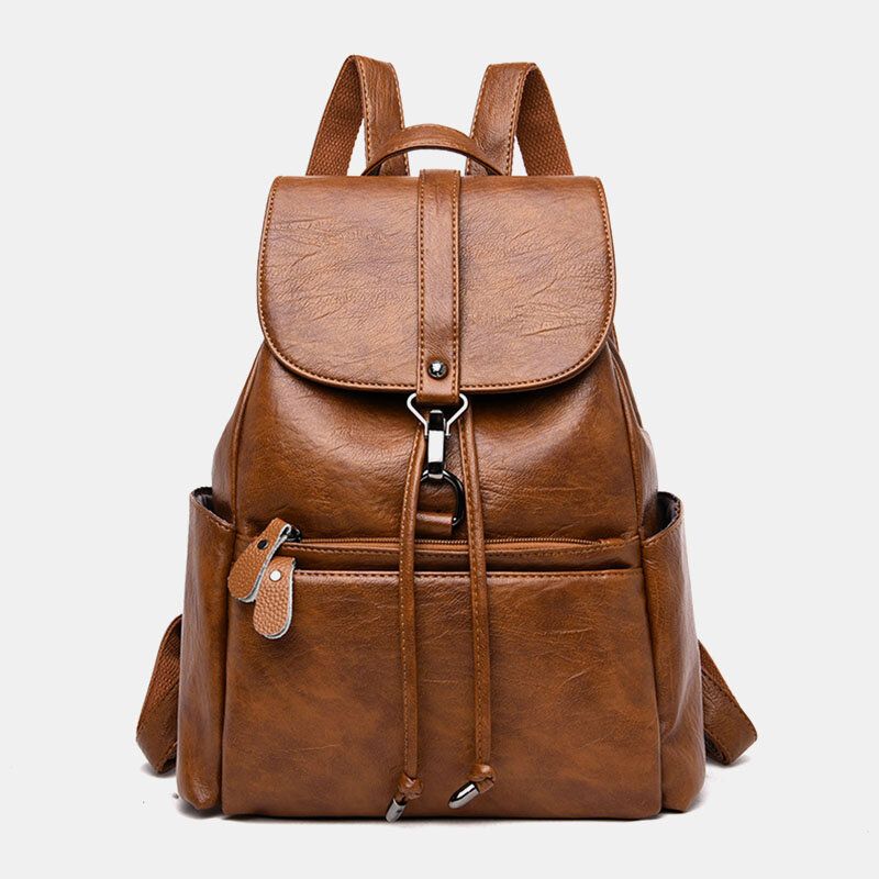 Frauen Vintage Kunstleder Multi-pocket Anti-diebstahl Wasserdichter Rucksack