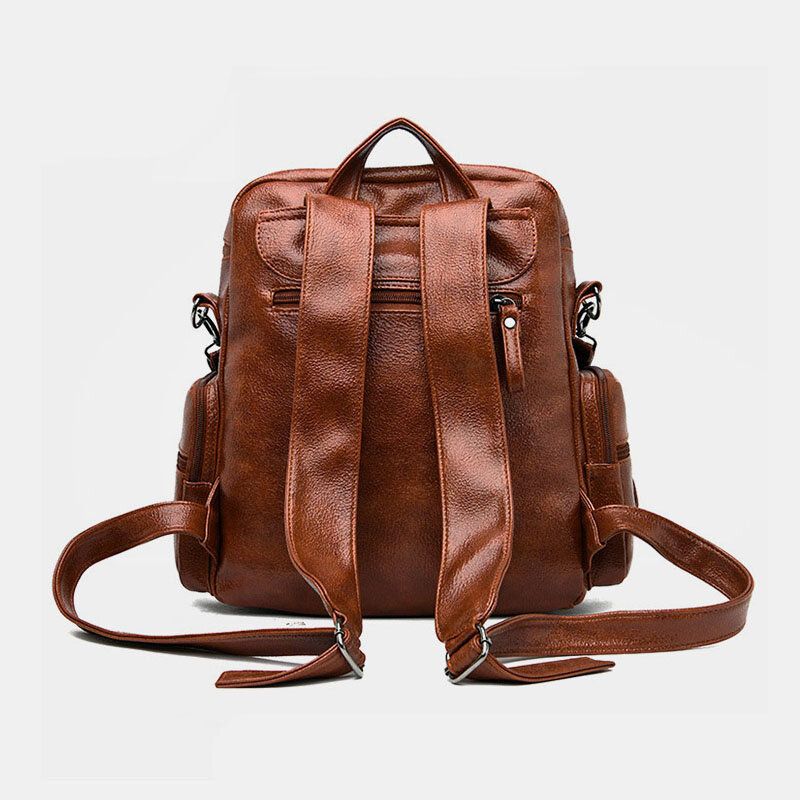 Frauen Vintage Multi-pockets Tragbarer Atmungsaktiver Rucksack Exquisites Hardware-dekor Abnehmbarer Schultergurt Umhängetasche