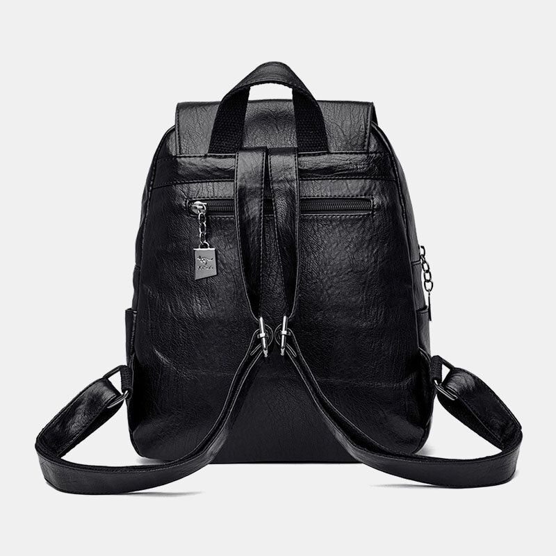 Frauen Vintage Soild Multi-taschen Multi-carry Anti-diebstahl-rucksack Leage Kapazität Weiche Leder-umhängetasche