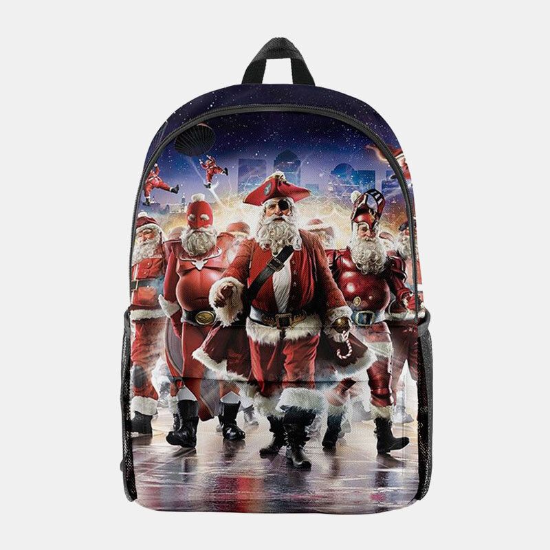 Frauen Weihnachten Festlicher Dreidimensionaler Elch Weihnachtsmann Druck Casual Universal Schultasche Rucksack