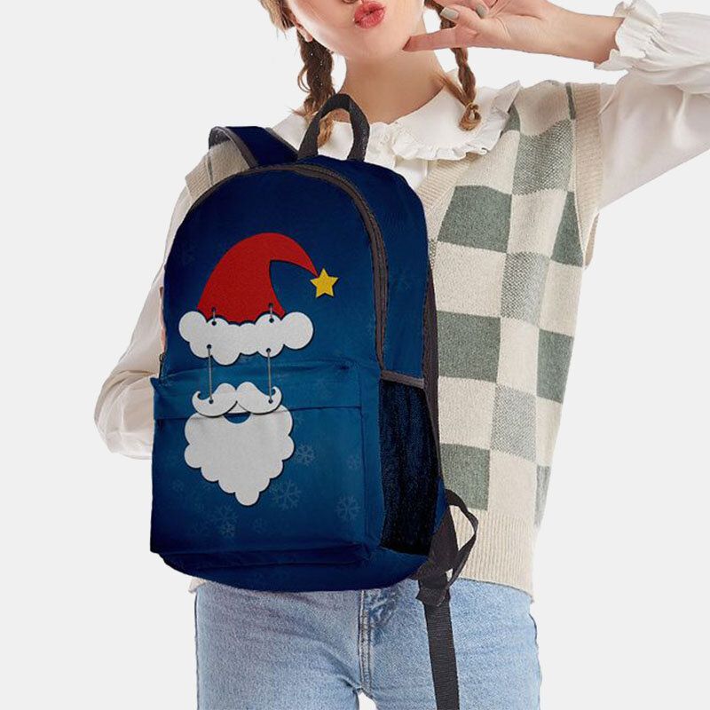 Frauen Weihnachten Festlicher Dreidimensionaler Elch Weihnachtsmann Druck Casual Universal Schultasche Rucksack