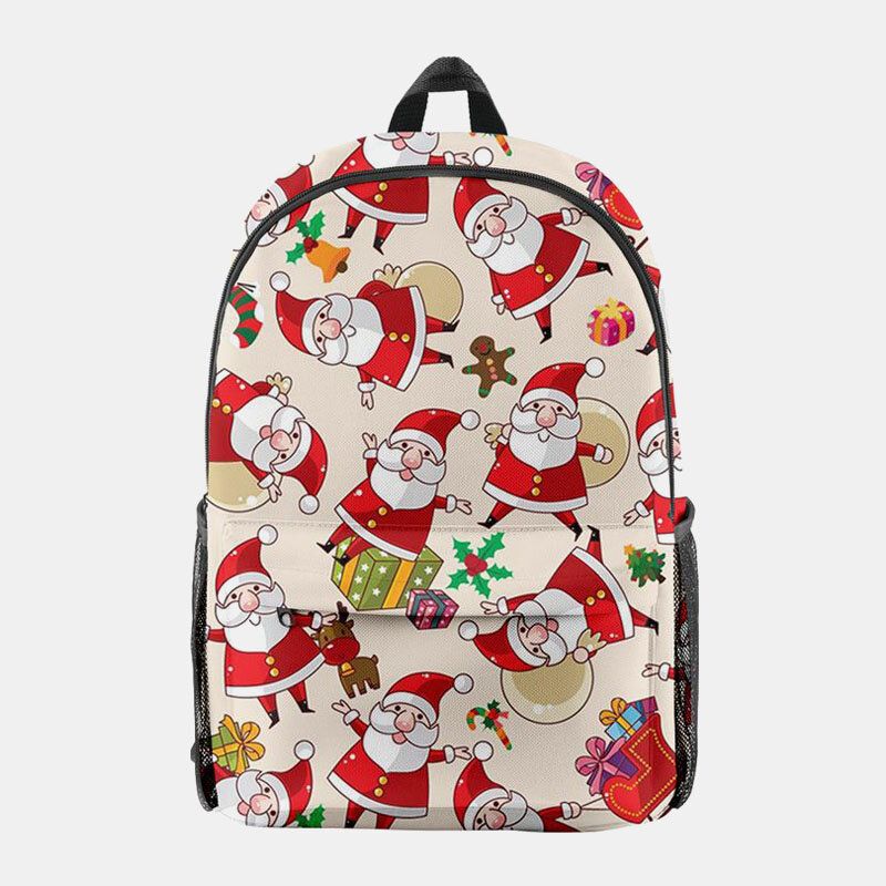 Frauen Weihnachten Festlicher Dreidimensionaler Elch Weihnachtsmann Druck Casual Universal Schultasche Rucksack