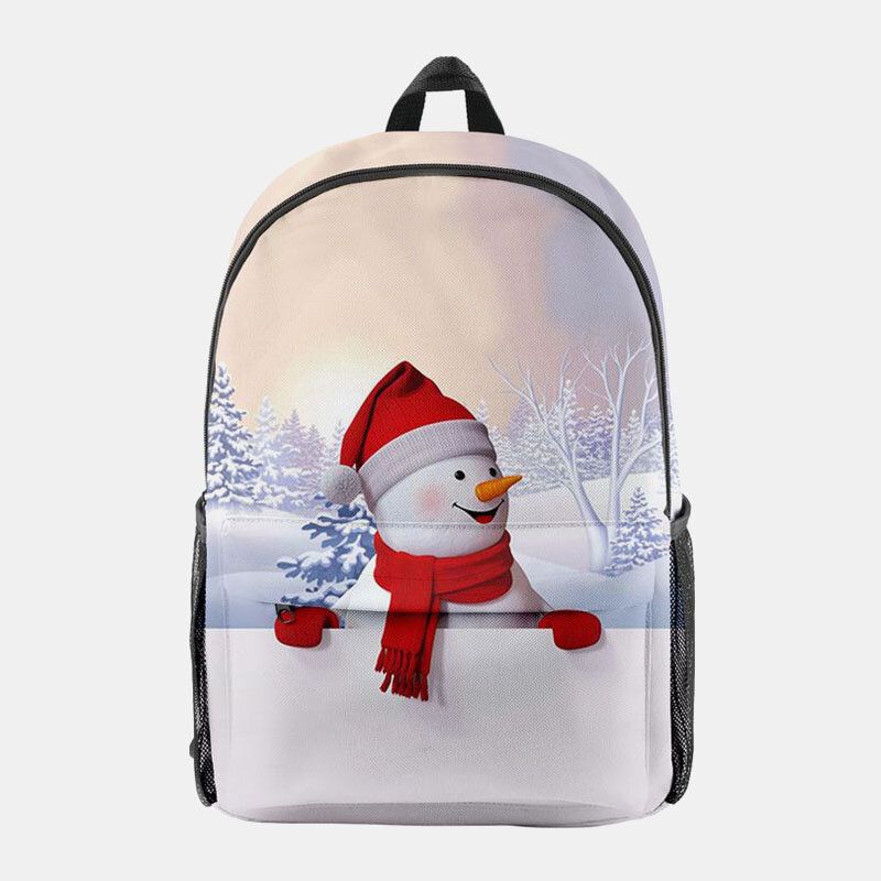 Frauen Weihnachten Festlicher Dreidimensionaler Elch Weihnachtsmann Druck Casual Universal Schultasche Rucksack