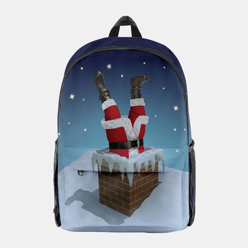 Frauen Weihnachten Festlicher Dreidimensionaler Elch Weihnachtsmann Druck Casual Universal Schultasche Rucksack