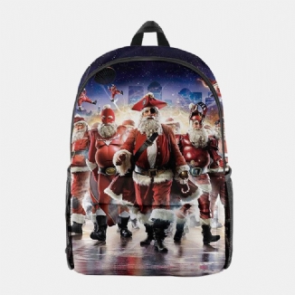 Frauen Weihnachten Festlicher Dreidimensionaler Elch Weihnachtsmann Druck Casual Universal Schultasche Rucksack