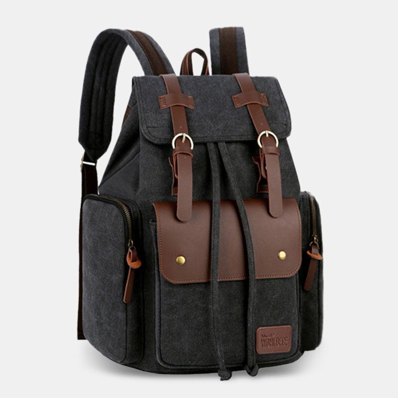 Herren Canvas Große Kapazität Multi-taschen Rucksack Vintage 15.6 Zoll Laptoptasche Reisetasche