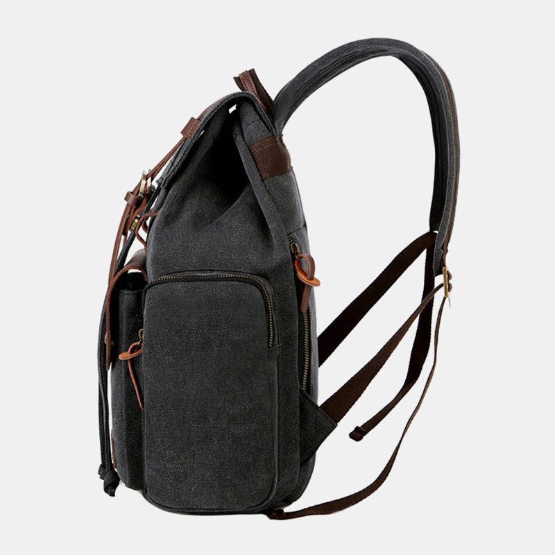 Herren Canvas Große Kapazität Multi-taschen Rucksack Vintage 15.6 Zoll Laptoptasche Reisetasche