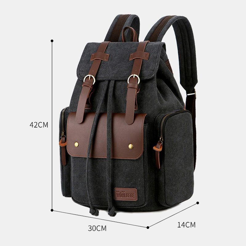 Herren Canvas Große Kapazität Multi-taschen Rucksack Vintage 15.6 Zoll Laptoptasche Reisetasche