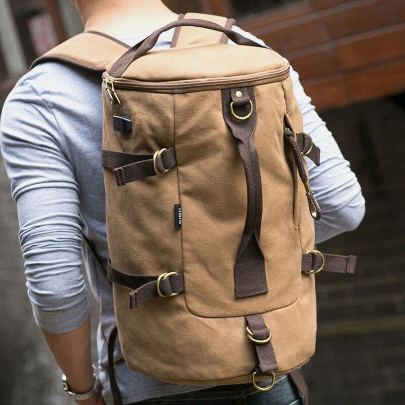 Herren Canvas Reiserucksack Multifunktions Mit Usb-ladefunktion Handtasche Umhängetasche Umhängetasche