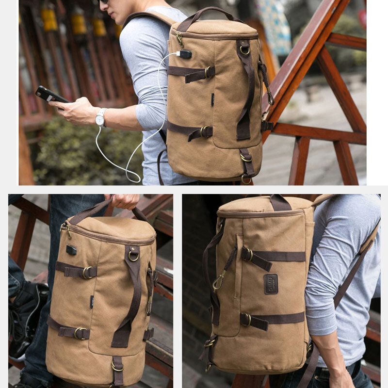 Herren Canvas Reiserucksack Multifunktions Mit Usb-ladefunktion Handtasche Umhängetasche Umhängetasche