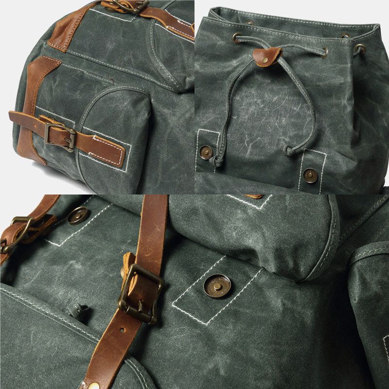 Herren Canvas Retro Reise Outdoor Wandern Rucksack Mit Großem Fassungsvermögen Und Mehreren Taschen