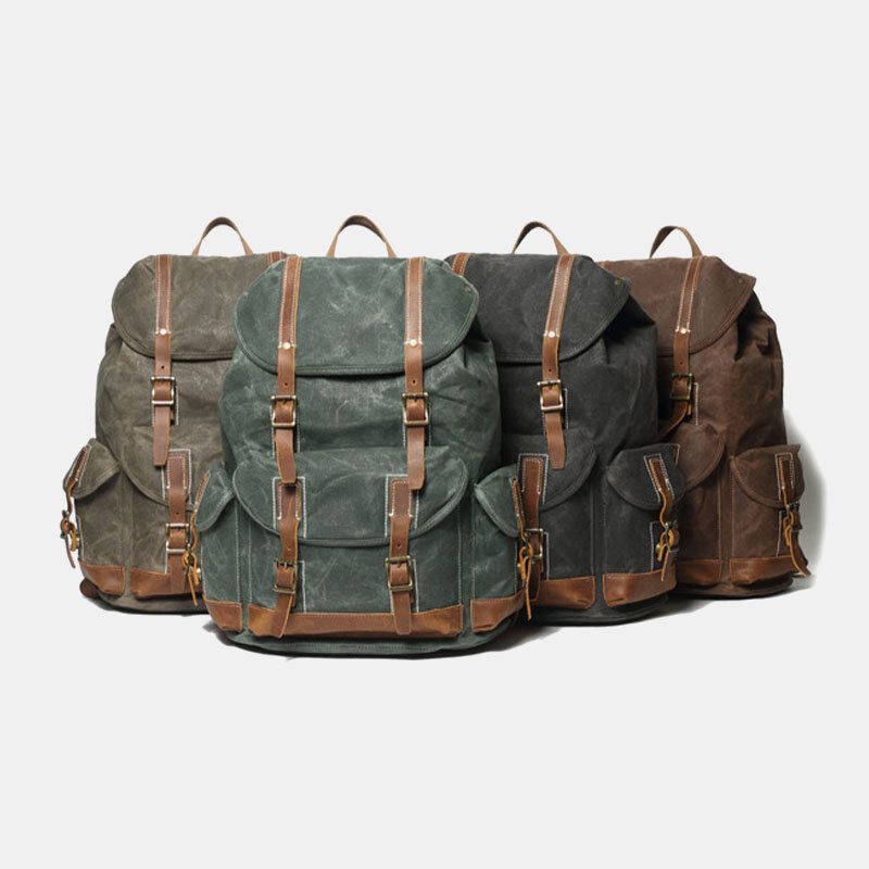 Herren Canvas Retro Reise Outdoor Wandern Rucksack Mit Großem Fassungsvermögen Und Mehreren Taschen