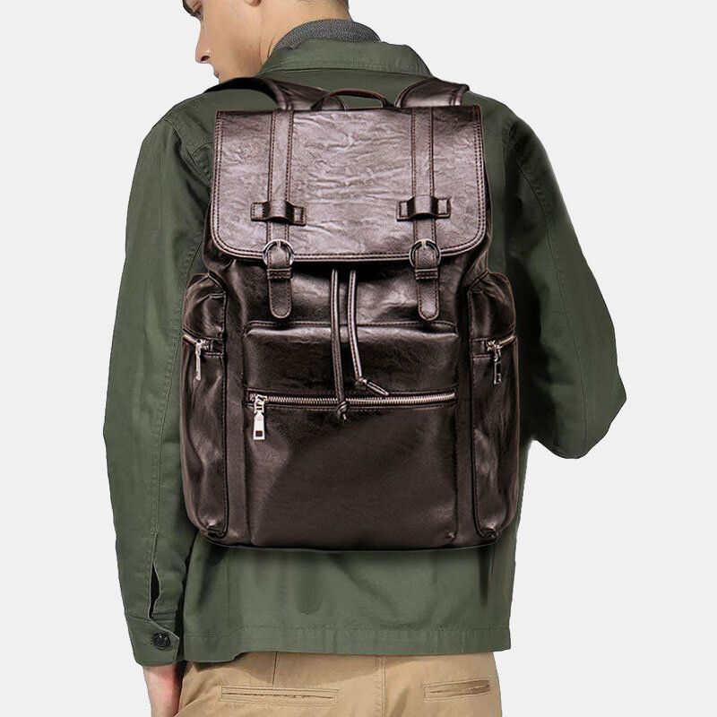 Herren Kunstleder Große Kapazität Business Casual 14 Zoll Laptoptasche Reisetasche Schulrucksack