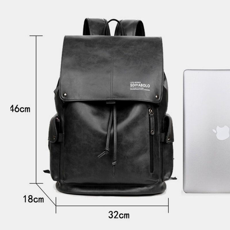 Herren Kunstleder Große Kapazität Wasserdicht 13.3 Zoll Laptoptasche Reisetasche Rucksack Mit Usb-aufladung