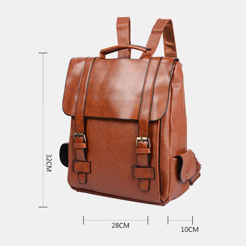 Herren Kunstleder Retro Business Outdoor Wasserdichte Große Kapazität Schultasche Rucksack