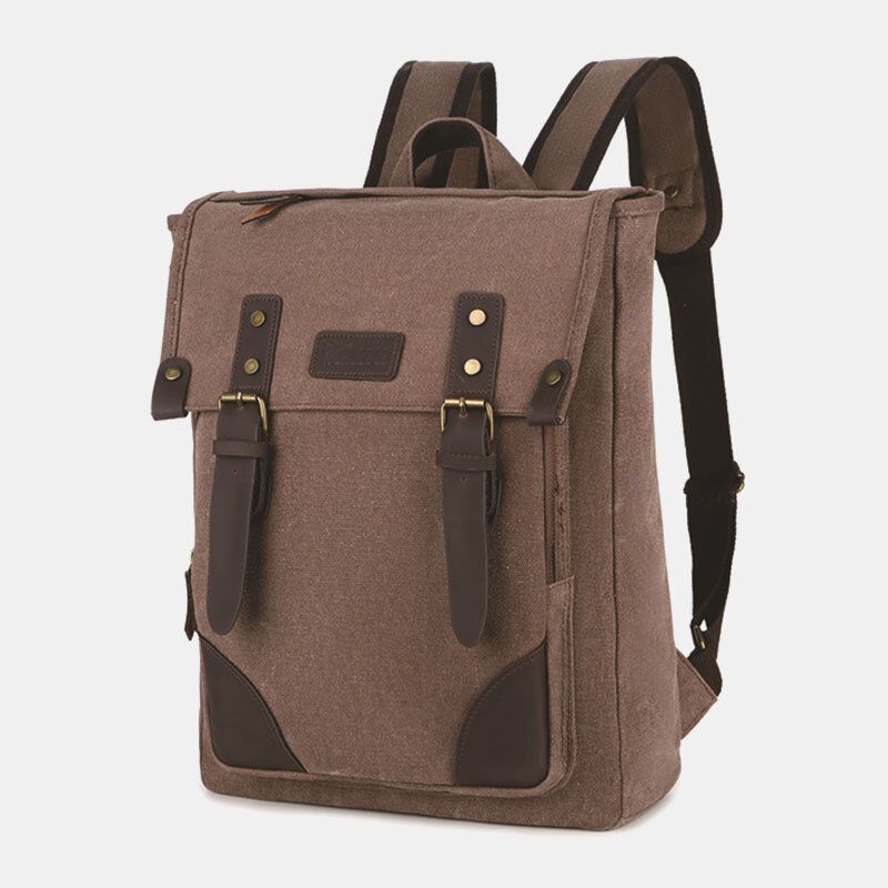 Herren Leinwand Outdoor Reise Große Kapazität 14 Zoll Laptoptasche Schultasche Reiserucksack