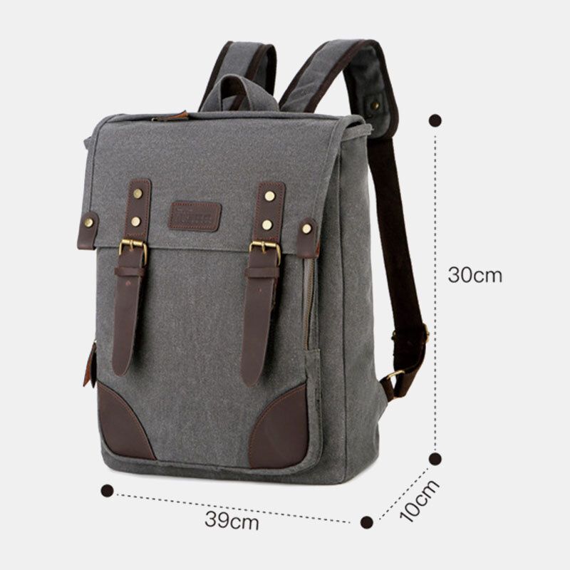 Herren Leinwand Outdoor Reise Große Kapazität 14 Zoll Laptoptasche Schultasche Reiserucksack