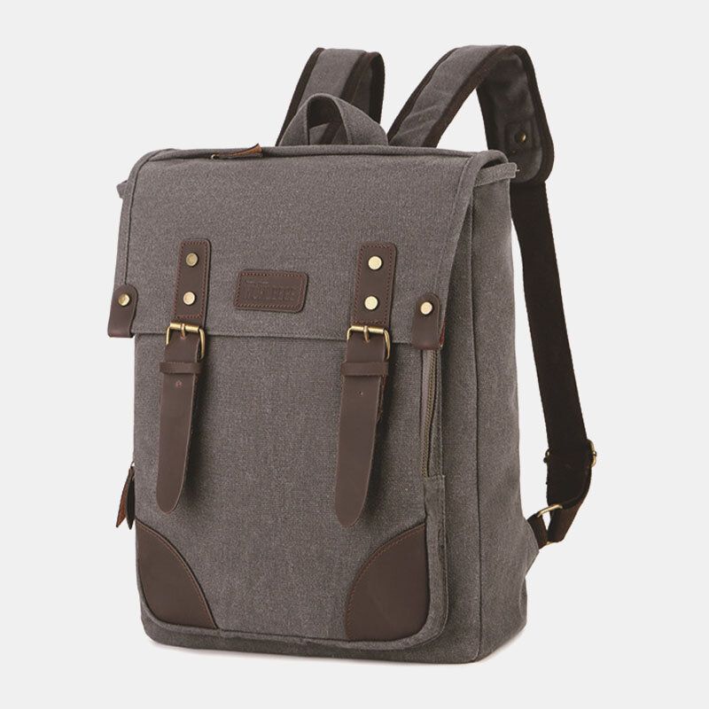 Herren Leinwand Outdoor Reise Große Kapazität 14 Zoll Laptoptasche Schultasche Reiserucksack