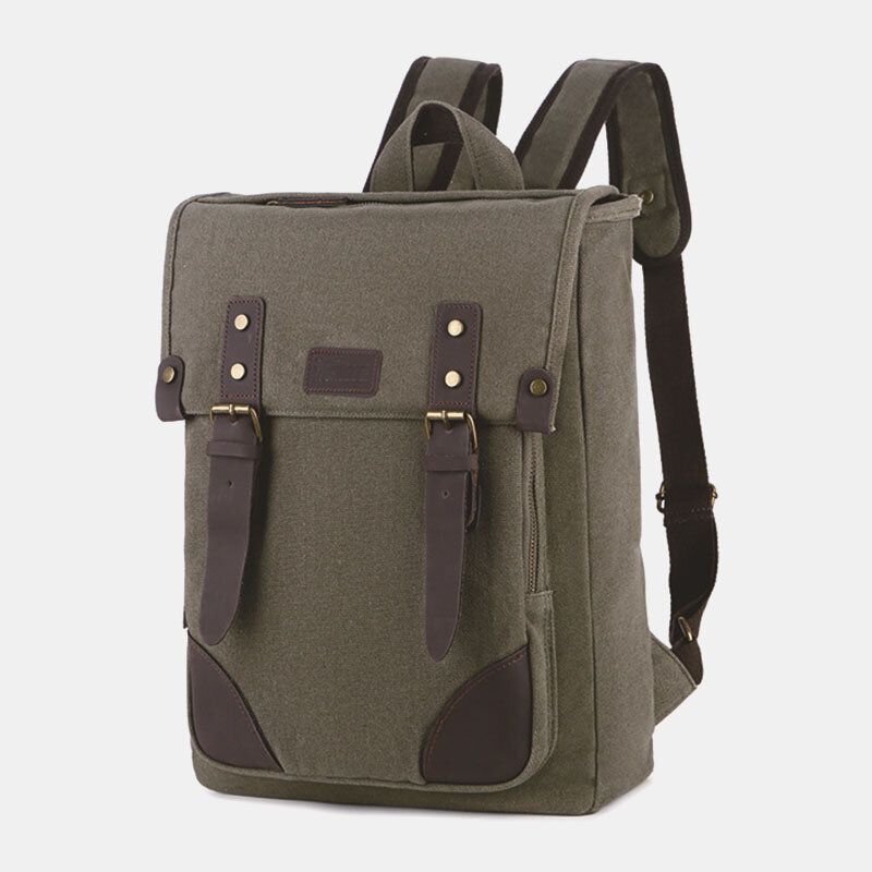 Herren Leinwand Outdoor Reise Große Kapazität 14 Zoll Laptoptasche Schultasche Reiserucksack