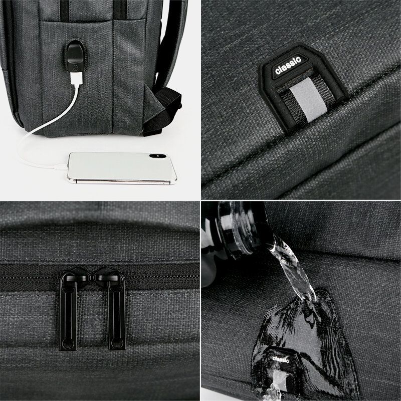 Herren Nylon Große Kapazität 14 Zoll Laptoptasche Mehrlagiger Business Casual Reiserucksack Mit Usb-aufladung