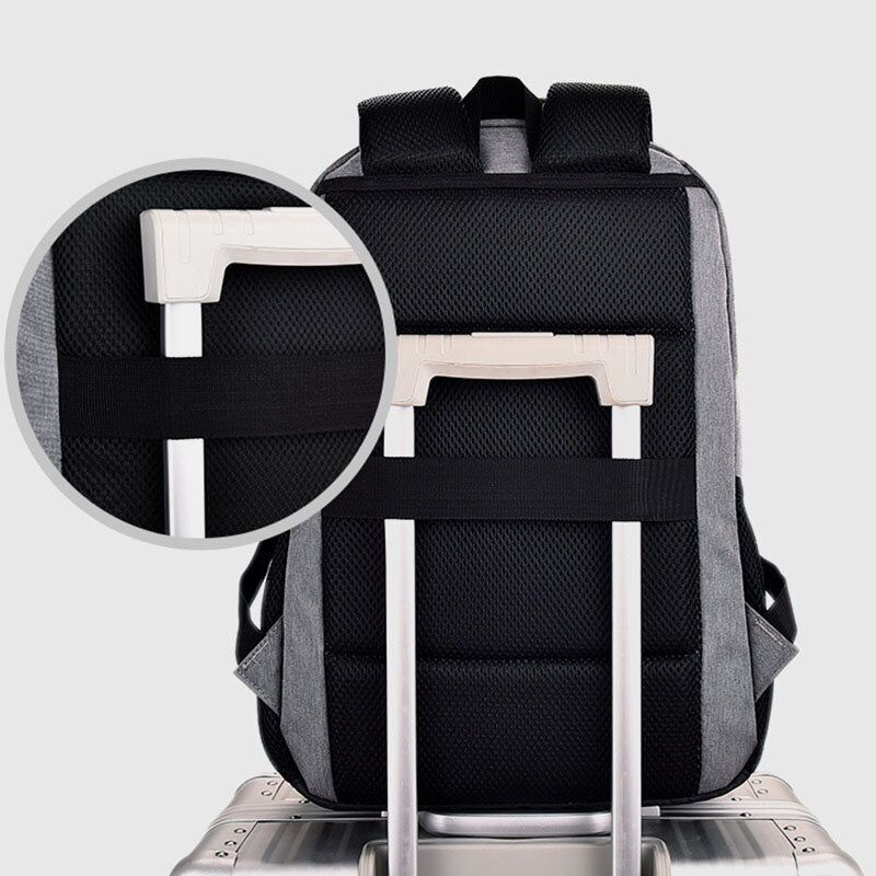 Herren Nylon Usb Lade Wasserdicht Business Große Kapazität 15.6 Zoll Laptoptasche Gepäckrucksack