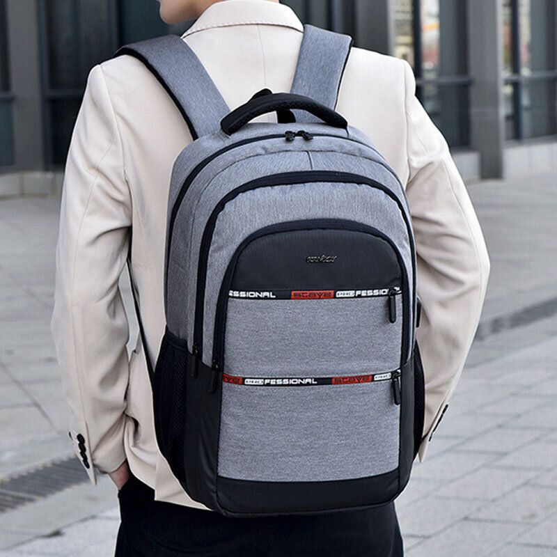 Herren Nylon Usb Lade Wasserdichter 15.6 Zoll Laptoptasche Reiserucksack Mit Großer Kapazität