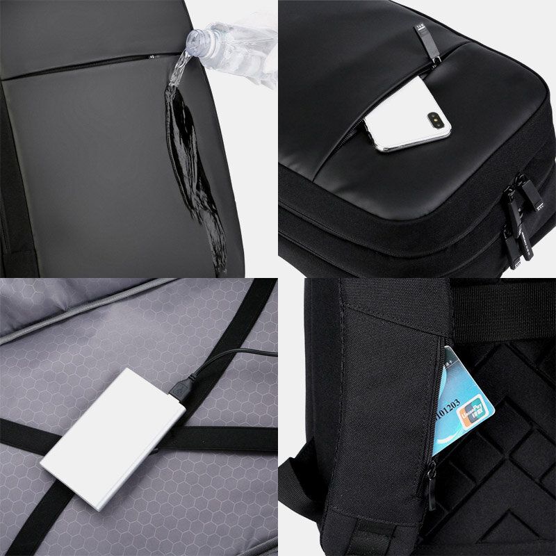 Herren Polyester 15.6 Zoll Usb-aufladung Wasserdichter Business-laptop-rucksack