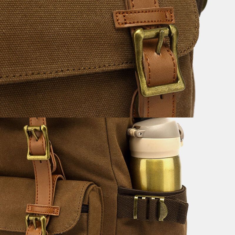 Herren-rucksack Aus Echtem Leder Und Canvas Mit Usb-aufladung Retro-reise-outdoor-rucksack Mit Großer Kapazität