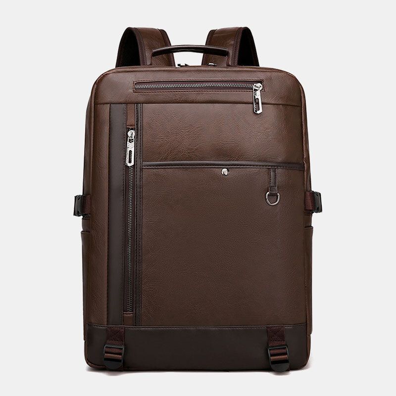 Herren-rucksack Mit Usb-aufladung Pu-leder Modisch Lässig Große Kapazität 15.6-zoll-laptoptasche