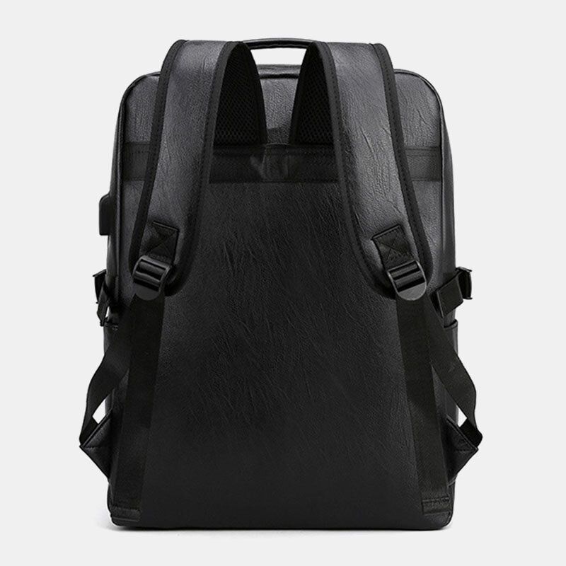 Herren-rucksack Mit Usb-aufladung Pu-leder Modisch Lässig Große Kapazität 15.6-zoll-laptoptasche