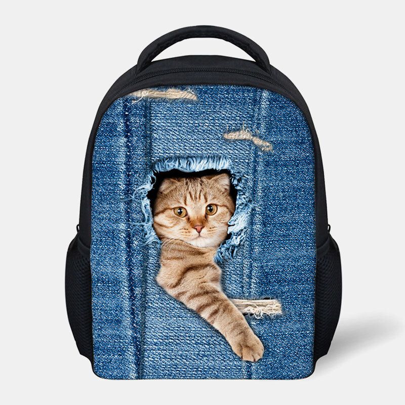 Kind Unisex 3d Tier Kreativ Cartoon Niedlich Katze Druck Casual Outdoor Rucksack Schultasche