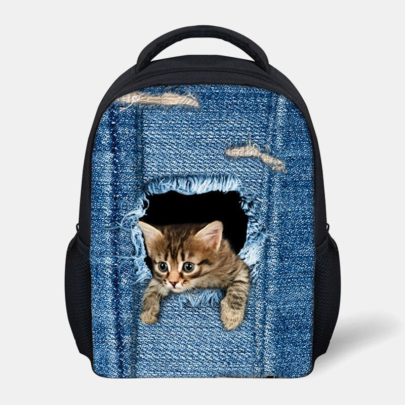 Kind Unisex 3d Tier Kreativ Cartoon Niedlich Katze Druck Casual Outdoor Rucksack Schultasche