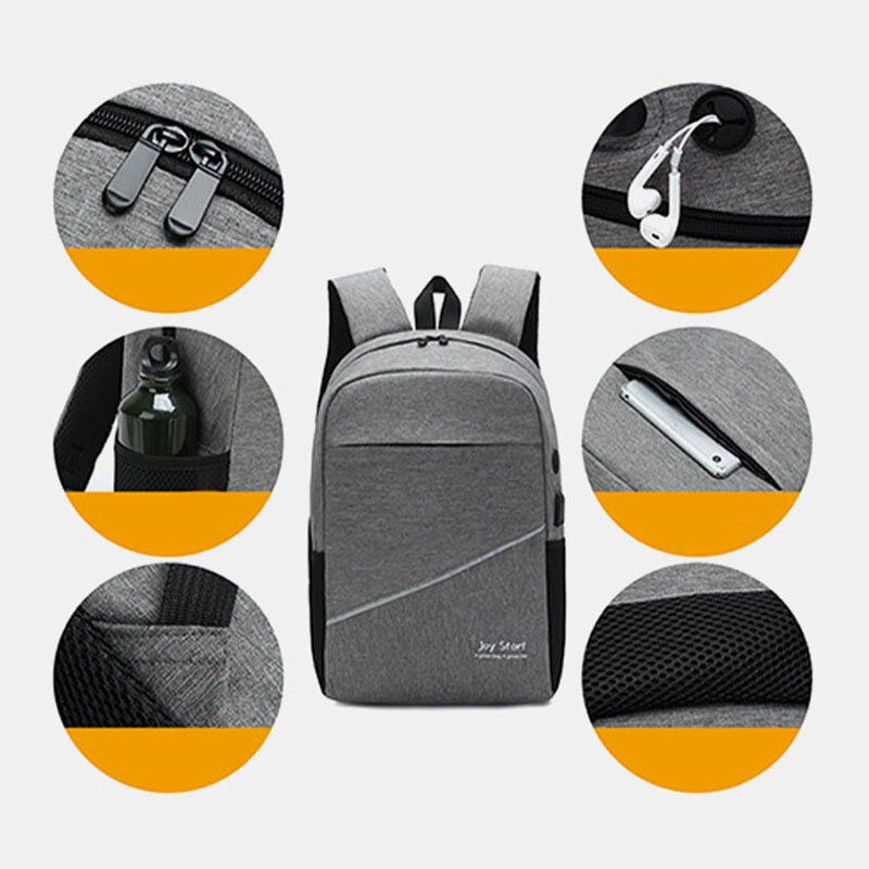 Männer 3pcs Nylon Usb Lade Verschleißfestigkeit Mode Casual Laptop Tasche Rucksack Umhängetasche Clutch Bag