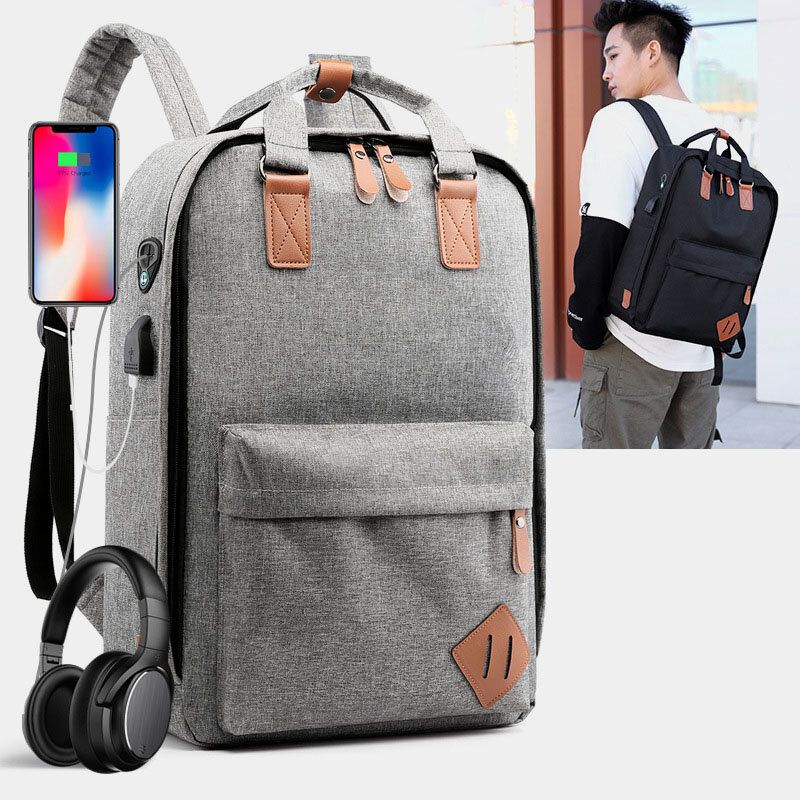 Männer 3pcs Usb Ladekopfhörer Loch 15.6 Zoll Laptoptasche Multifunktionsrucksack